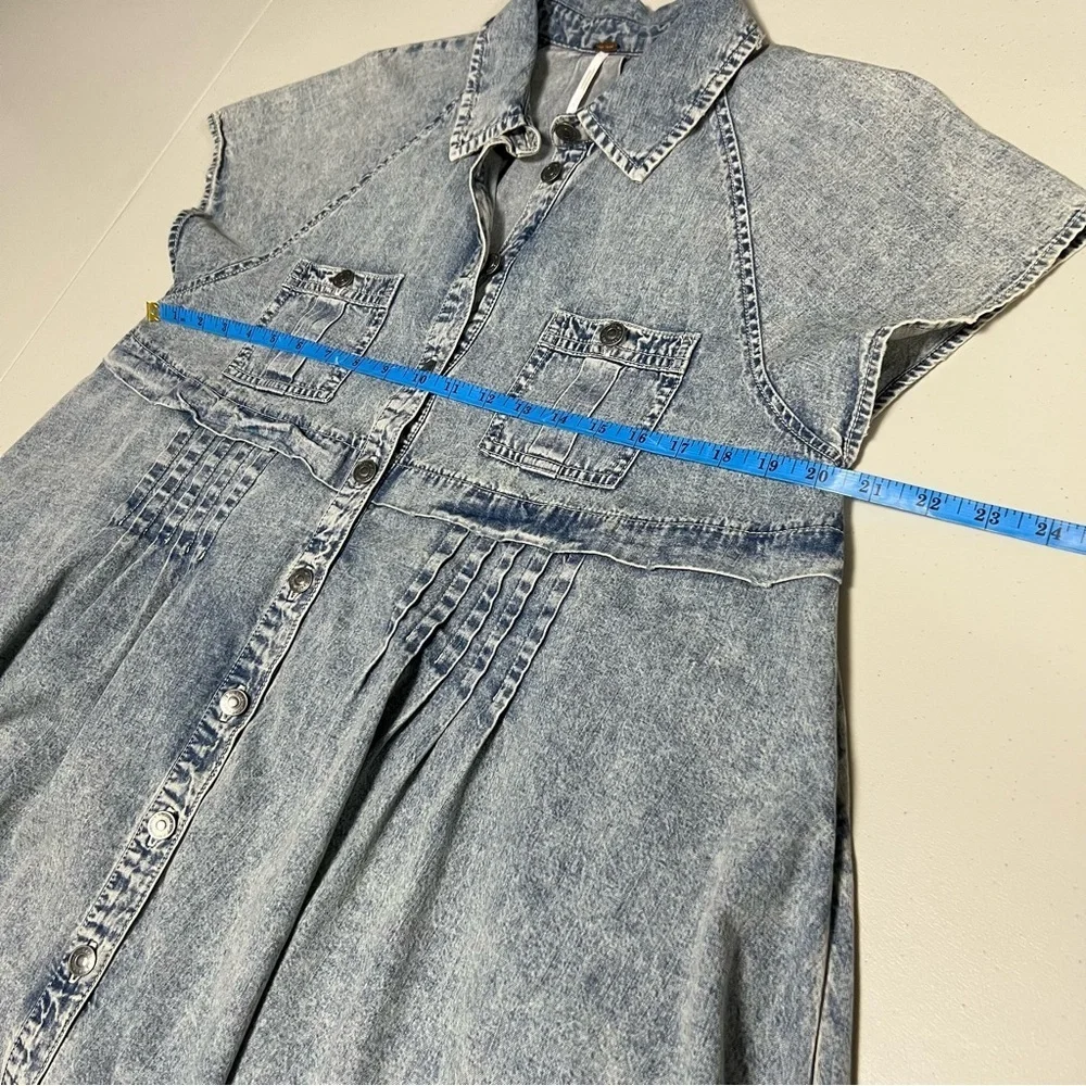 FREE PEOPLE Ronnie Denim Mini Dress In Worn In Wash - Picture 9 of 11